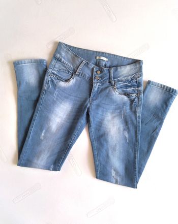 Jean taille basse bleu clair effet délavé - One by Gémo