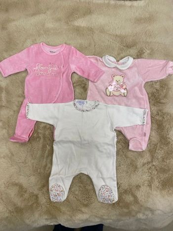 Lot 3 pyjamas grenouillères filles  3 mois