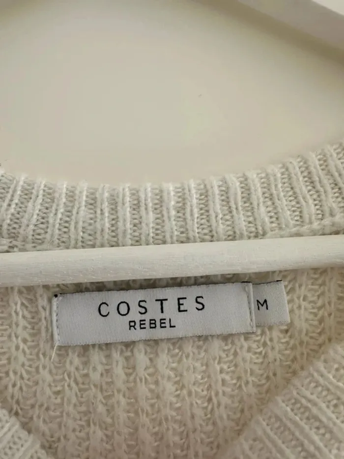 Pull blanc Costes femme M – chaud, doux, manches torsadées - photo numéro 2