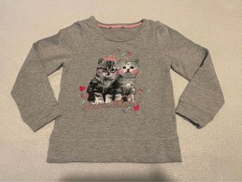 Sweat gris et rose avec chats - T. 6 ans