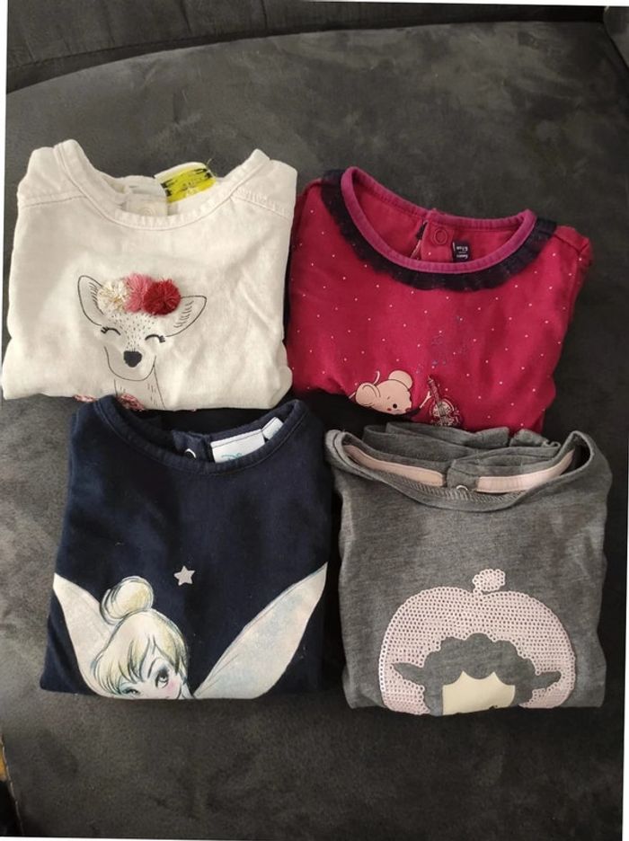 Lot 4 tee-shirts manches longues 6 mois