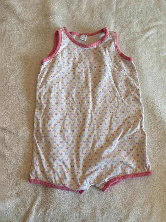 Barboteuse fille sans manches TEX 18 mois – imprimé fleuri rose et jaune - photo numéro 2