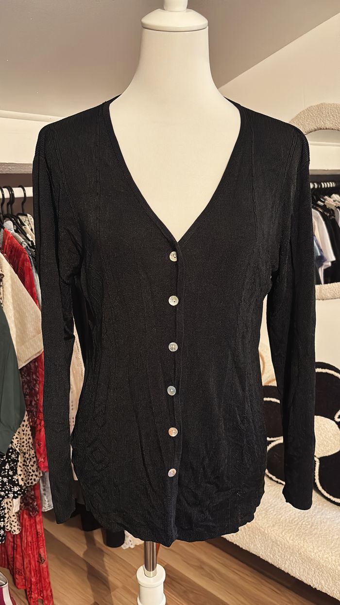 Gilet noir fin brodé Good Look TU - photo numéro 1