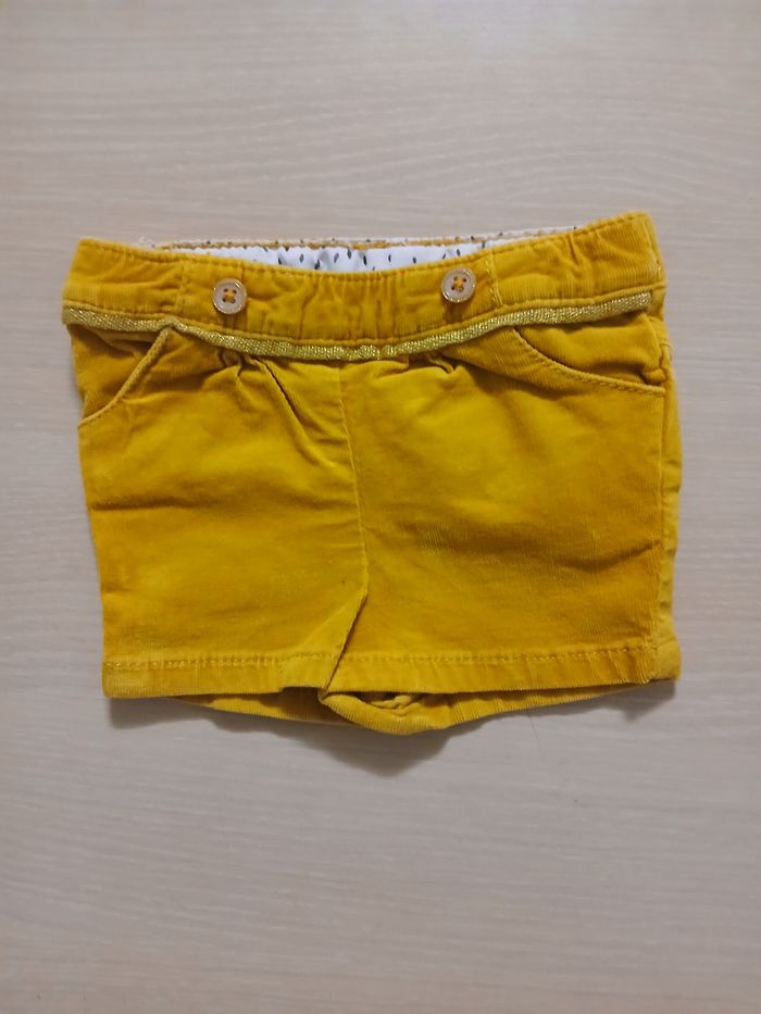 Short bebe d hiver en coton taille 3 mois marque tape a l oeil couleur moutarde - photo numéro 2