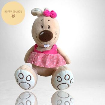 Peluche Doudou Lapin Rose en robe R A7