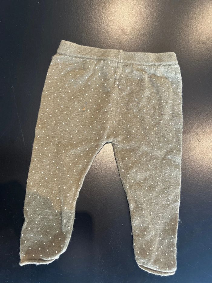 Legging vert kaki à pois blanc - photo numéro 3