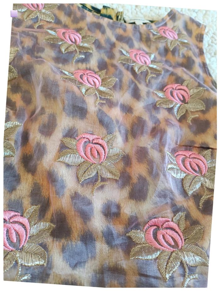SOIE bustier Manoush léopard à fleurs brodées vintage luxe peplum - photo numéro 4