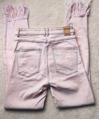 Jean Zara rose 38 taille haute franges aux chevilles