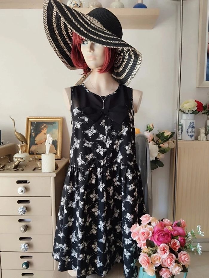 🖤Robe Légère Décolleté Voile & Noeud Atmosphère T34/36🖤