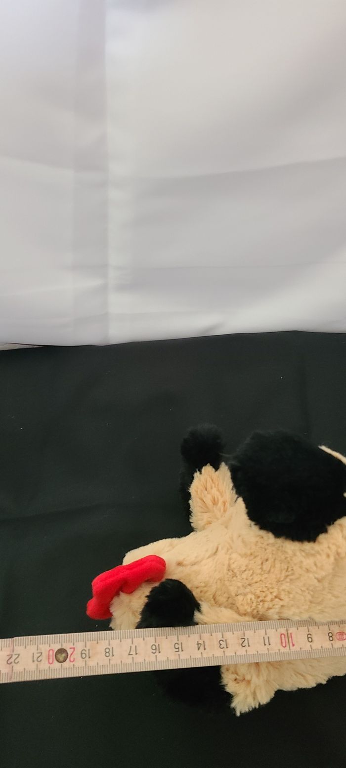 Petite peluche doudou coq beige caramel rouge noir - photo numéro 2