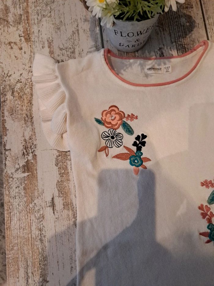 Robe fleurs brodé et manches froufrou - photo numéro 2