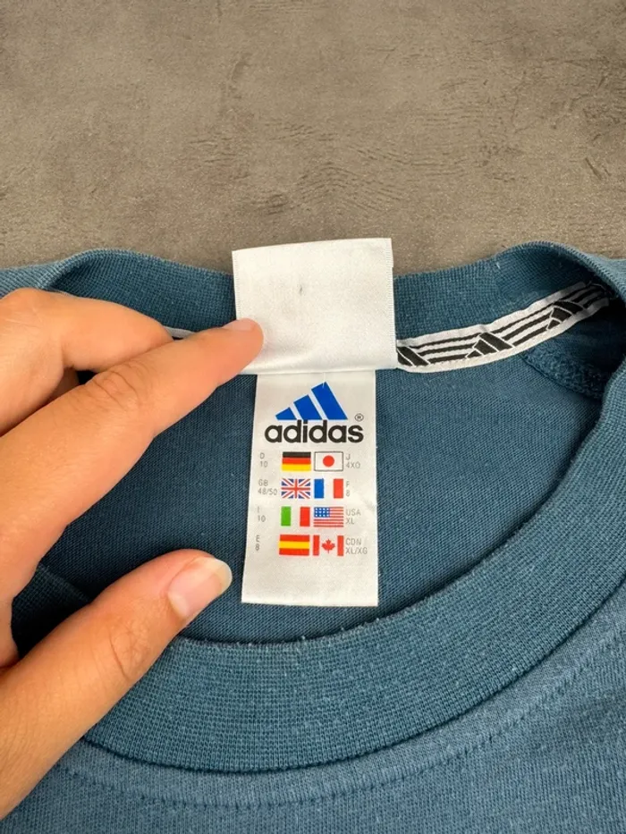T-shirt Adidas Vintage 3 bandes 00’s Bleu Taille XL - photo numéro 7