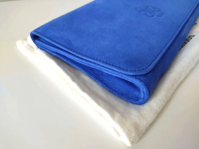 Sac à main LK Bennett pochette en cuir suède Blue Indigo - NEUF - photo numéro 5