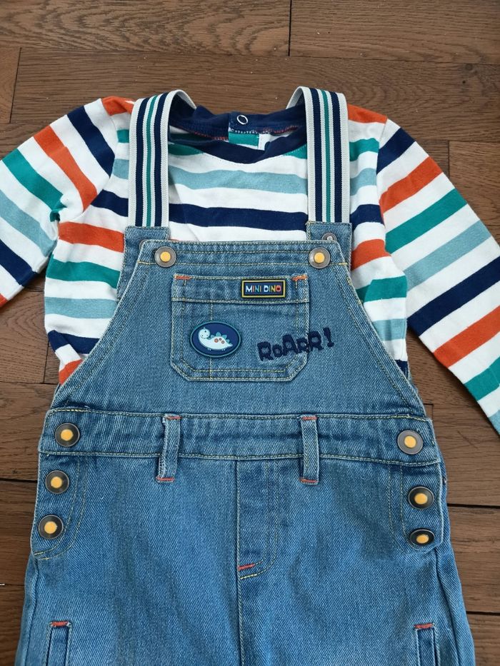 Ensemble salopette en jean et tee short 18 mois