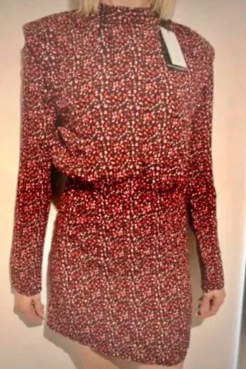Robe La City  bordeaux à motifs noir et blanc – taille 38 – neuve