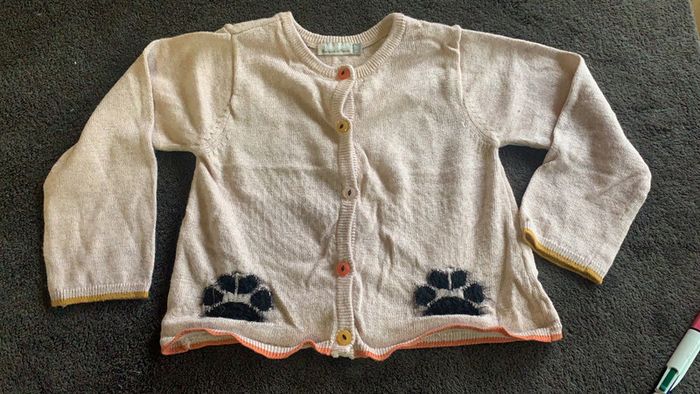 Gilet rose paillette pattes de chien catimini