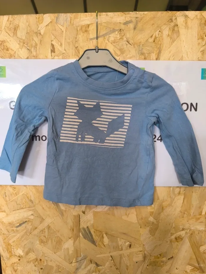 325232 tee-shirt ML bleu garçon 18 mois