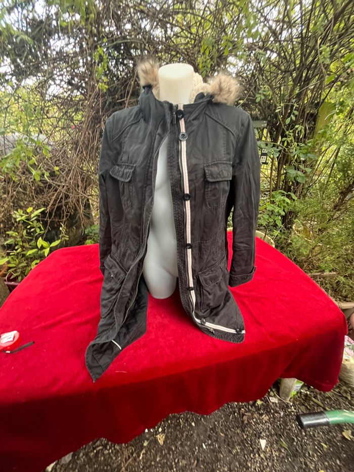 Veste longue Esprit Femme T.44 – Style Parka Hiver noir – look vintage - photo numéro 2