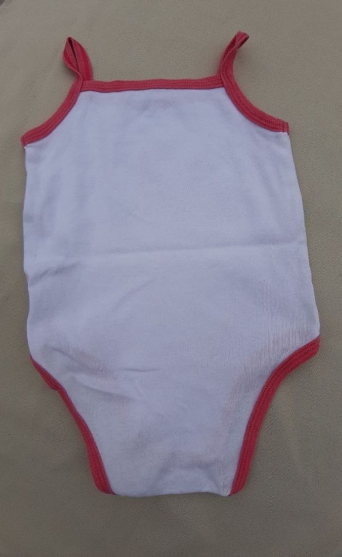 Lot de 3 bodies bretelles roses et blancs fille - Kitchoun - 6 mois - photo numéro 3