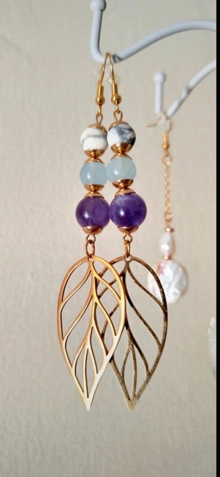 Boucles d'oreilles 3 pierres Naturelles