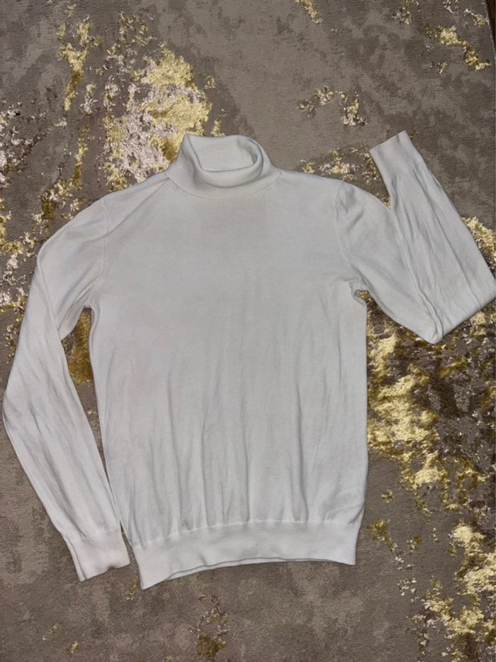 Pull col roulé blanc uni - photo numéro 4