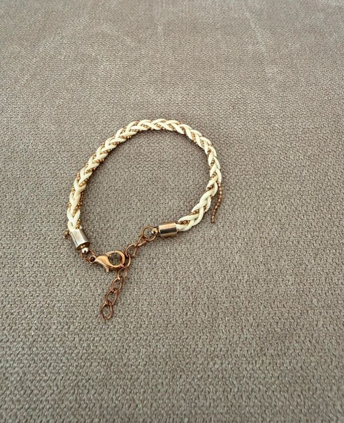 Bracelet tressé avec lignes boules dorées - photo numéro 5
