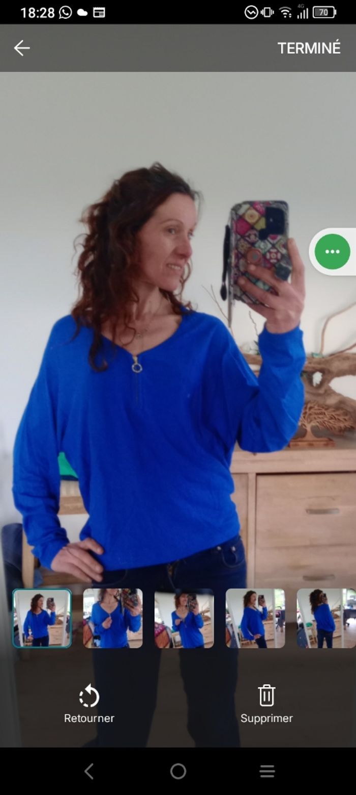 Pull fin 44  bleu électrique c79