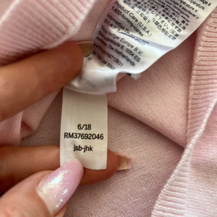 Pull rose avec des points, col V, bleu marine, Tommy Hilfiger, femme, taille : XXL - photo numéro 4