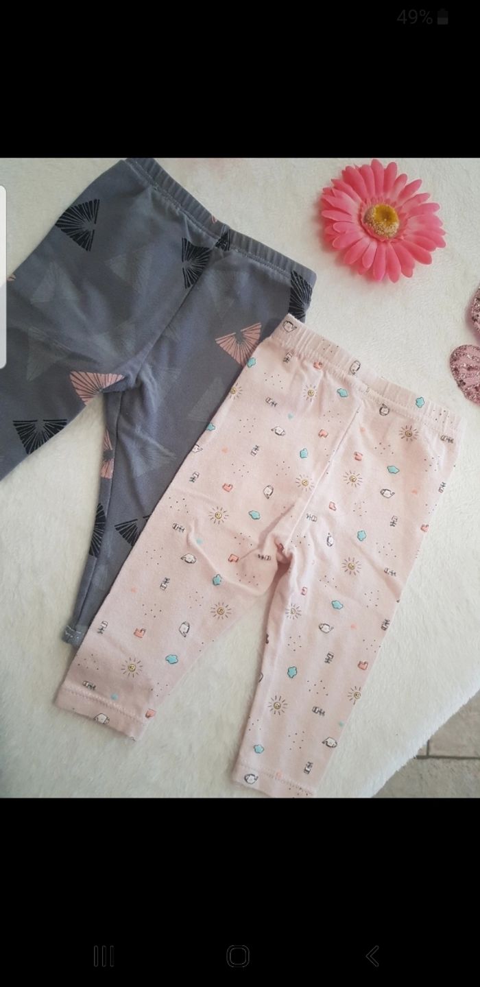 Lot de 2 leggings bébé taille 3 mois