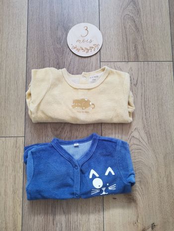 Lot de 2 pyjamas velours 3 mois