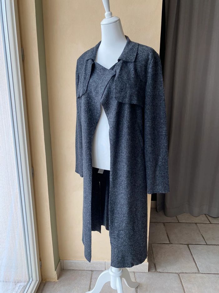 Manteau long gris laine bouillie Promod 40 - photo numéro 2