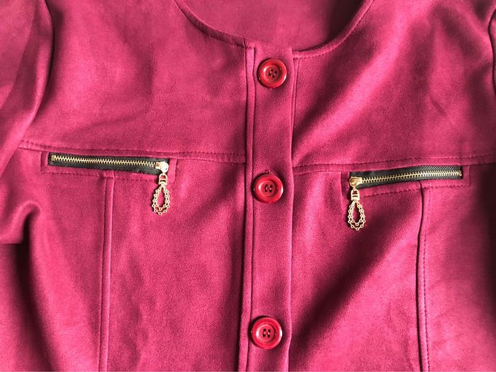 AN25-Veste fantaisie (entre le bordeaux et lie de vin) T 46-48 portée 1 soirée - photo numéro 5
