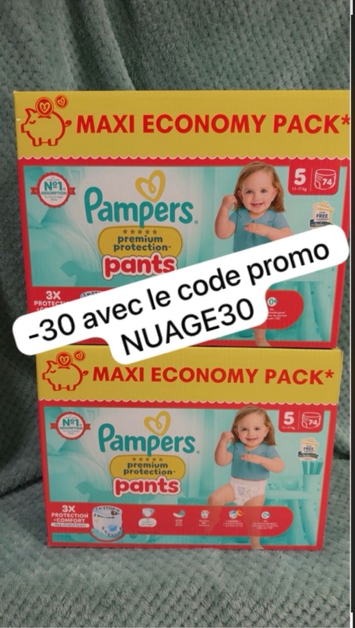 Deux cartons de couches Pampers taille 5 preuim