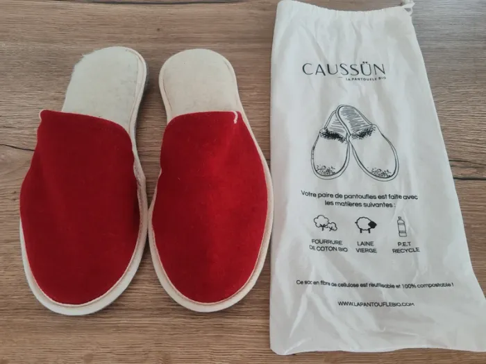 Ma pantoufle bio caussun Simone rouge unie