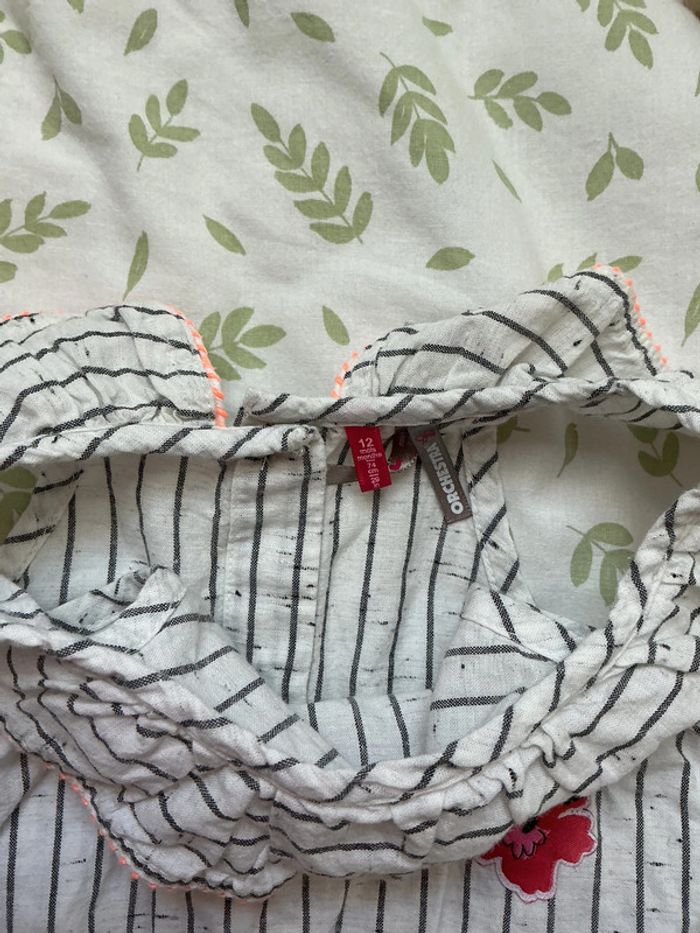 combishort blanc rayé gris 12 mois orchestra - photo numéro 7