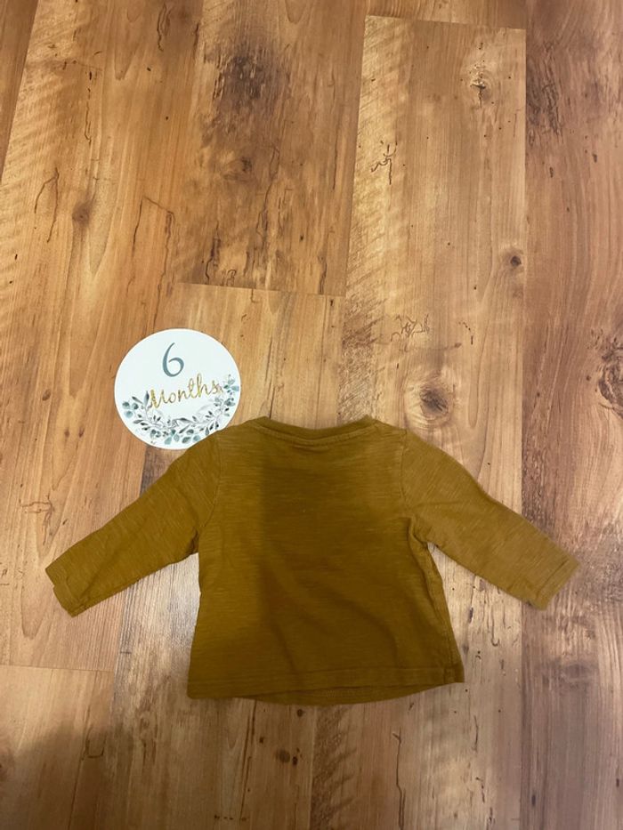 T-shirt marron manches longues 6 mois - photo numéro 3