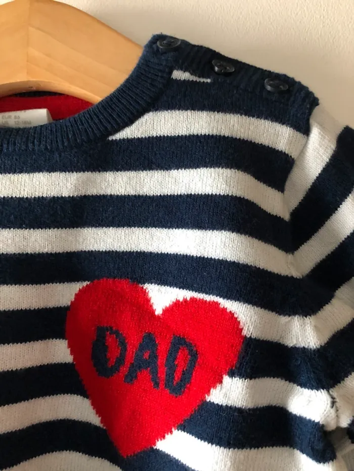 Pull HetM taille 86 rayé bleu et blanc - photo numéro 2