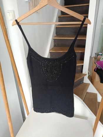 Débardeur noir perles Manoukian effet laine taille M