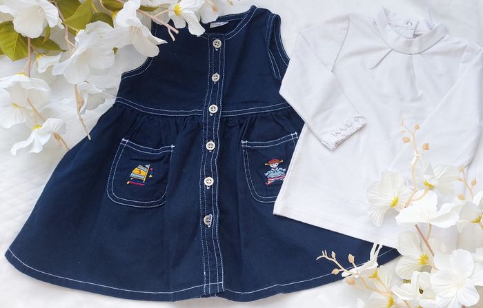 Robe bleue marine et Sous pull pailletés 12 mois - photo numéro 4