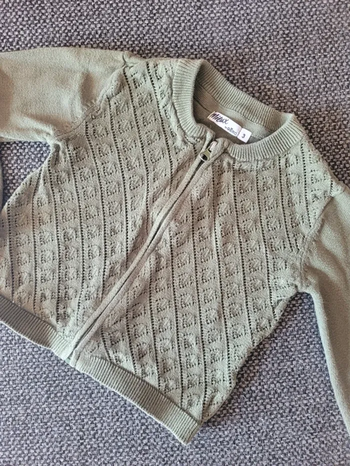 Gilet zippé en mailles fille 3 ans - photo numéro 3