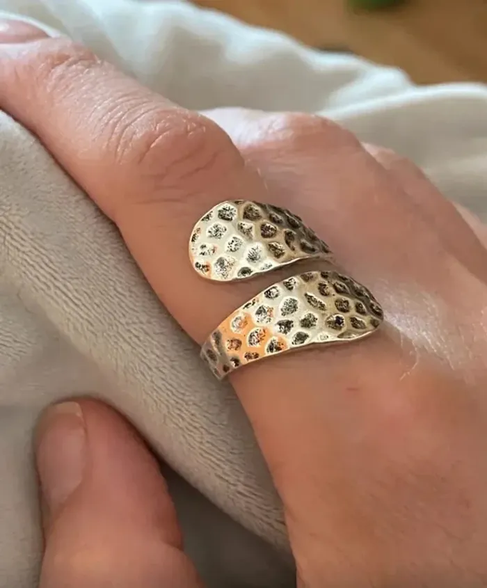 Bague large, réglable, style Bohème, dorée - photo numéro 5