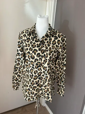 Zara chemise, imprimée, léopard, femme, taille M. Voile de coton.