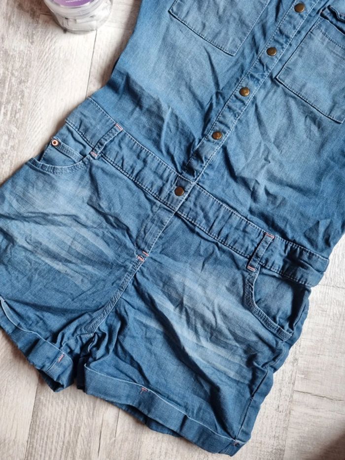 Combishort en jean 8 ans fille - photo numéro 2