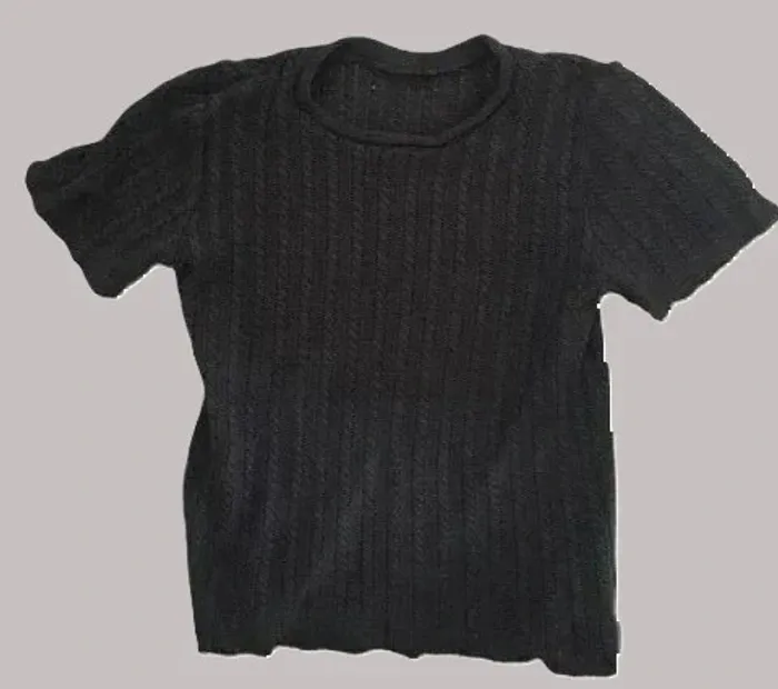 👕 T-shirt coton femme 36/38 – Effet tricoté