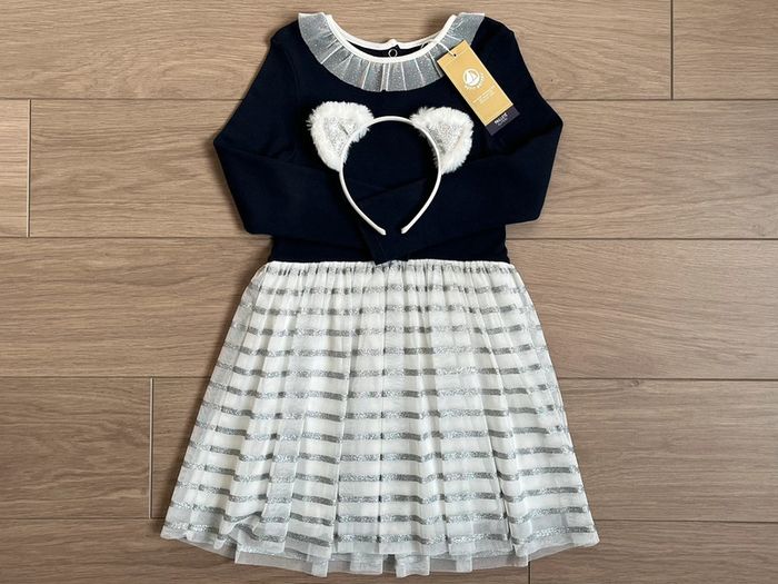 Robe bi-matière en tulle et paillettes collection Noël Petit bateau T-5 ans - photo numéro 2