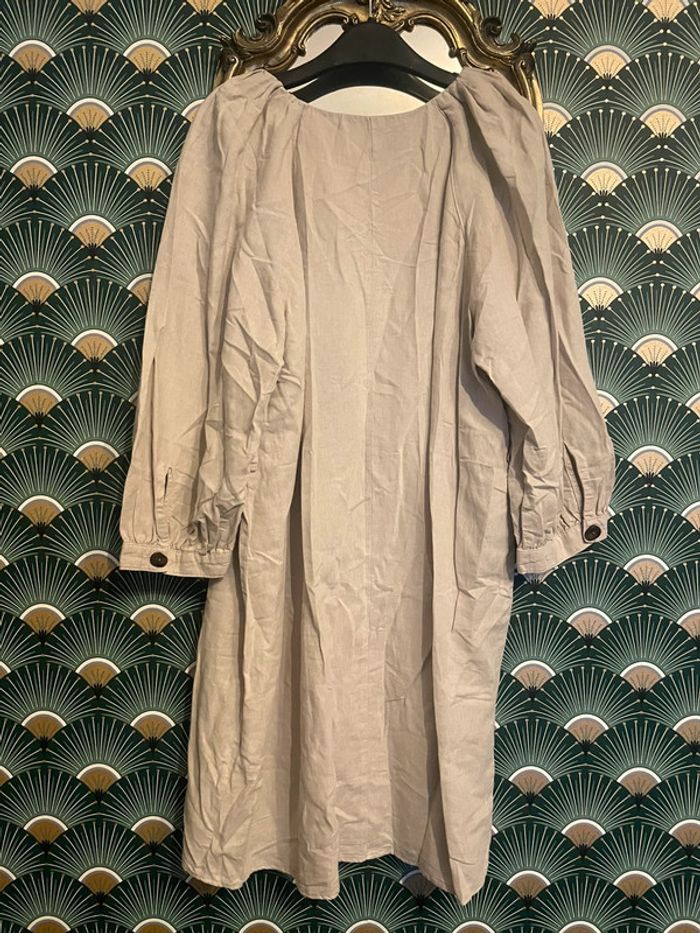 Robe en lin beige Zara taille L - photo numéro 9