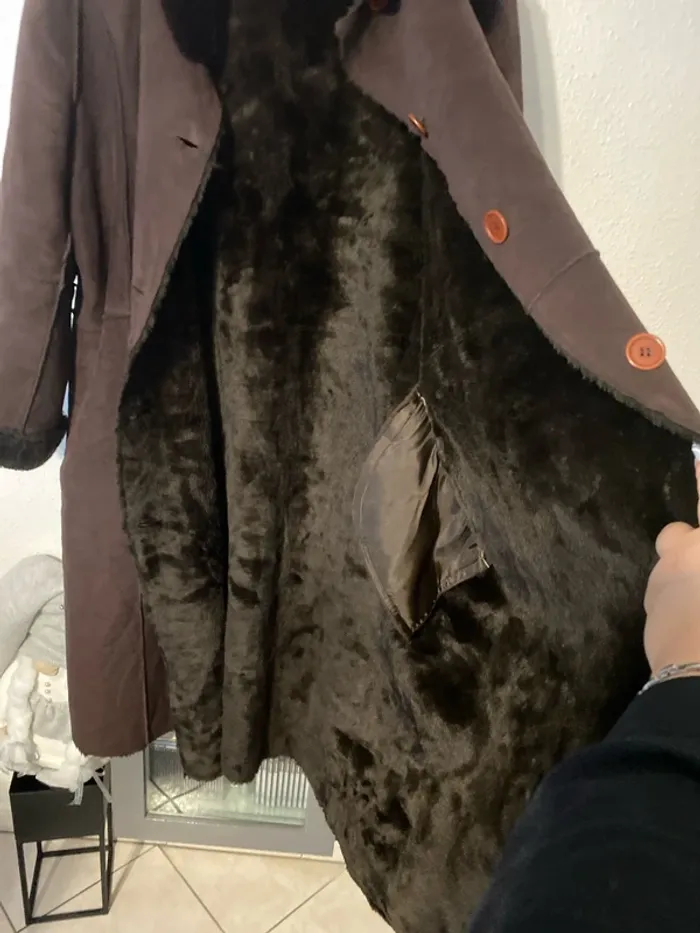 superbe manteau marron façon cuir retourné 52 - photo numéro 8