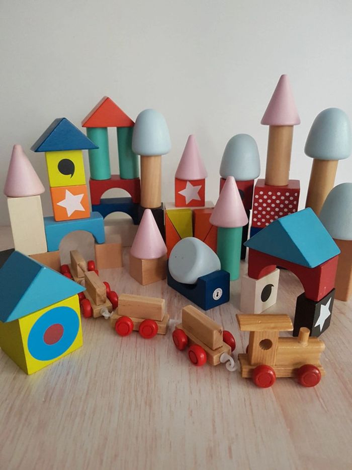 Kubix blocs de construction en bois Janod et petit train
