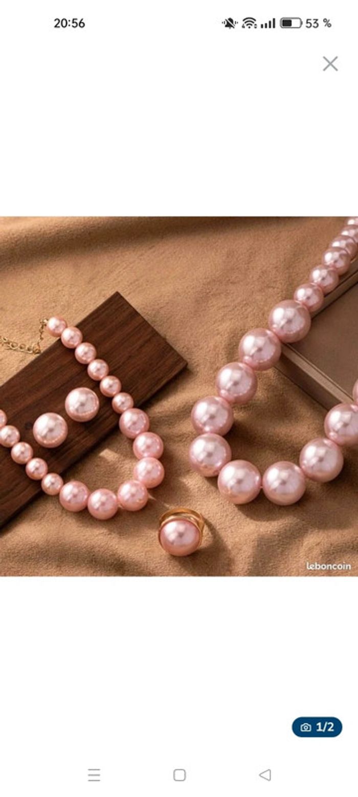 Parure Éblouissante Perles Nacrées Rosé - photo numéro 2