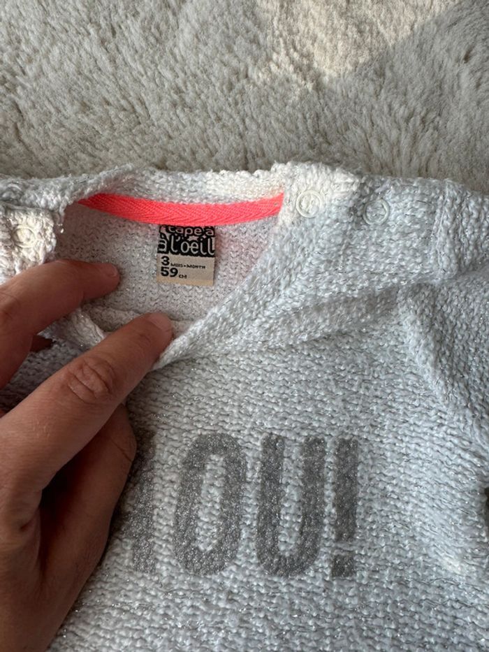 👚 lot gilet + pull - bébé fille - 3 mois - Kiabi tape à l’oeil- très bon état - photo numéro 6